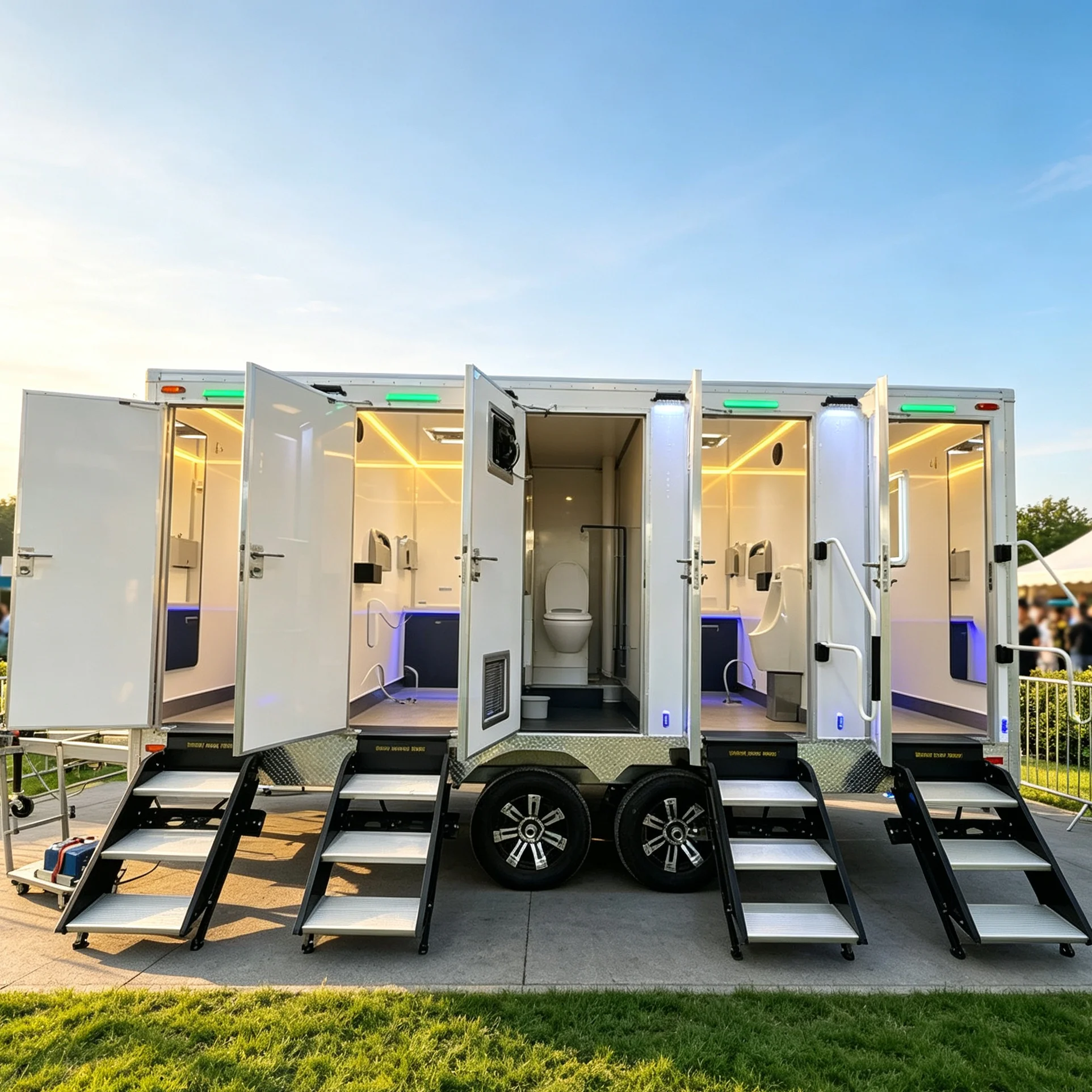 Custom Multi‑room Portable Toilet Trailer Handicap Accessible Restroom Trailer For Outdoor Business