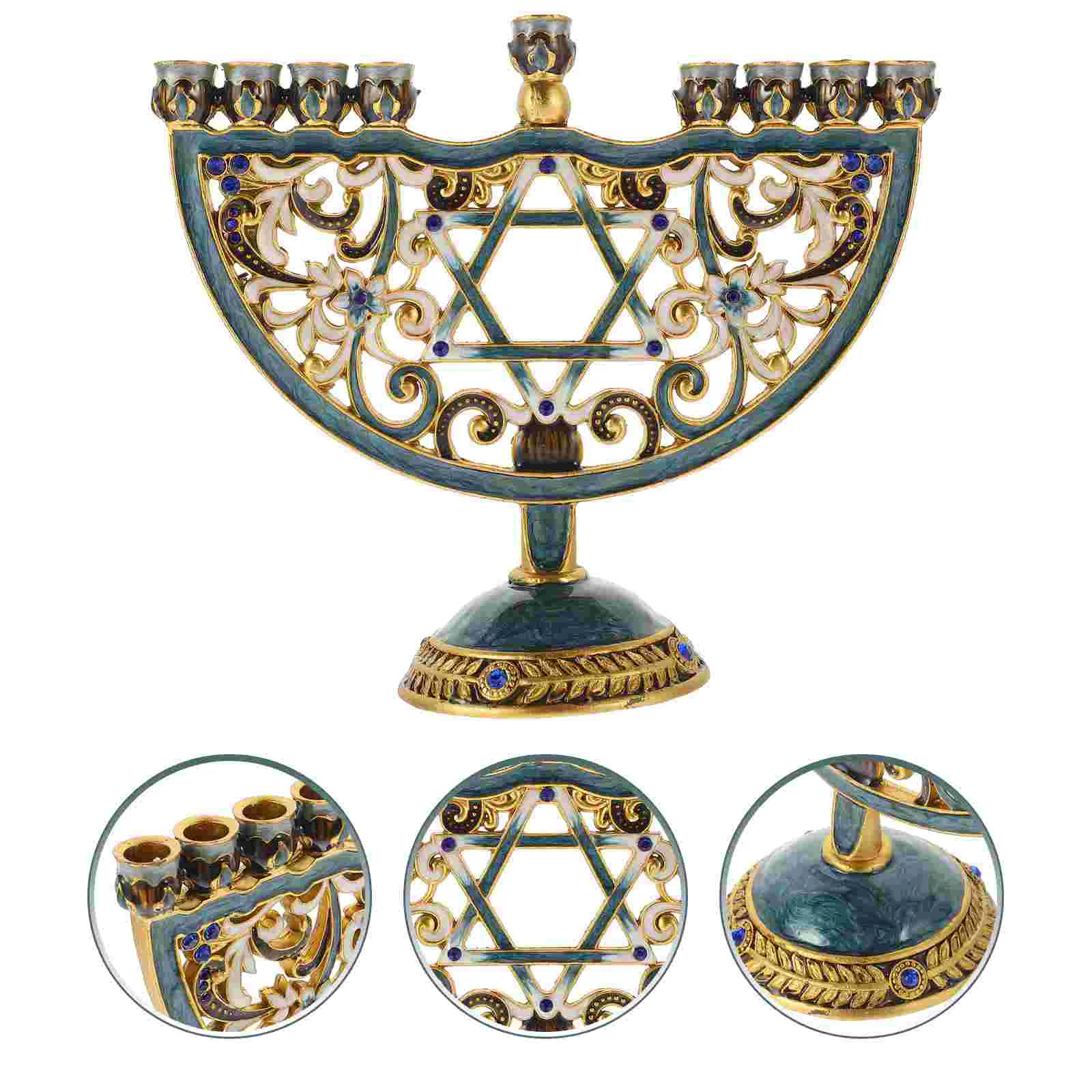 

Tree Shape Retro Decor Menorah Holder Alloy Hanukkah Living Room Holders