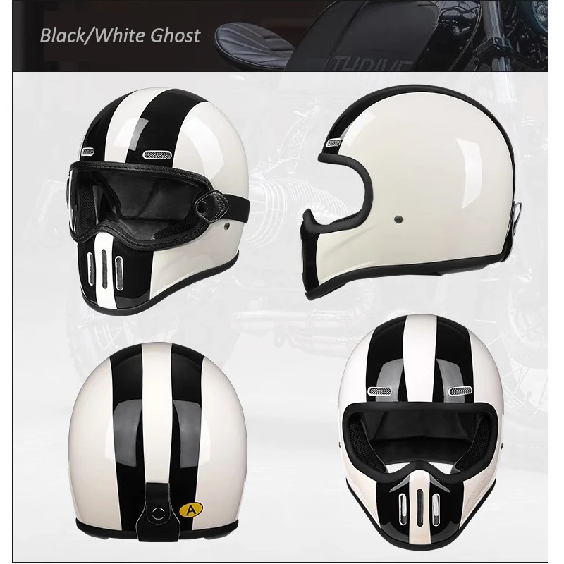 White Black Full Face Helmets Motorcycle Man Capacete De Moto Masculino Lightweight Fiberglass Cruising Moto Cover Cap DOT