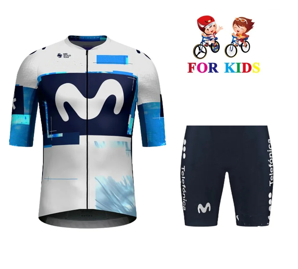 KID'S 2025 MOVISTARful TEAM Children Cycling Jersey Short Sleeve Bicycle Clothing With Shorts Ropa Ciclismo