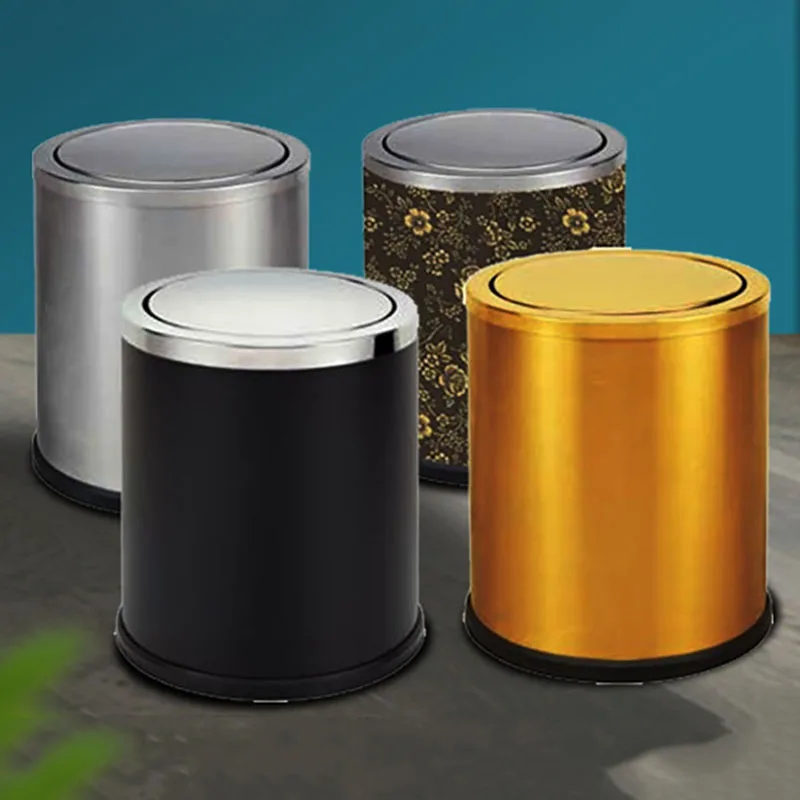 Stainless Steel Designer Trash Can Gold Dustbin Cover Camping Under Bins Elegant Trash Can Hotel Room Cozinha Baskets Items