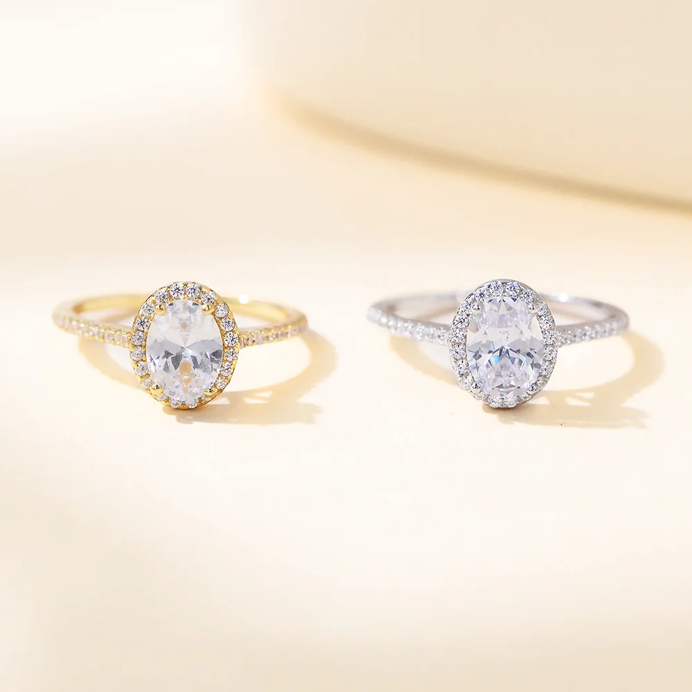 

Oval Zircon S925 Silver Engagement Ring - Simulated Diamond, Eur-US Fashion Women's