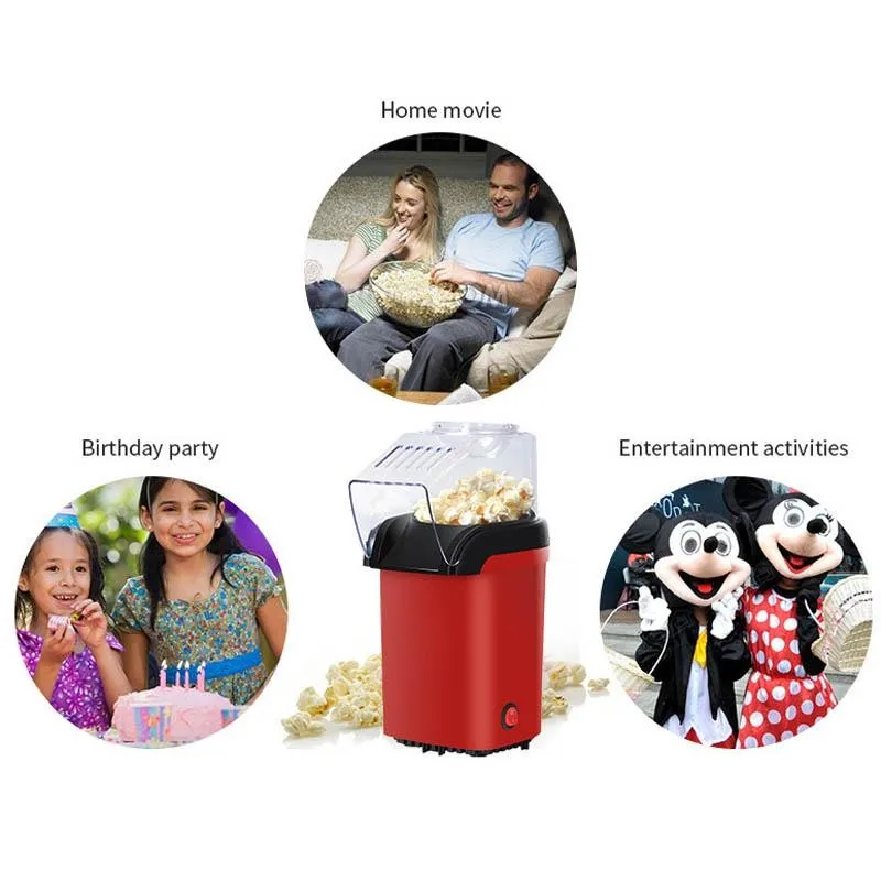 Mini Household Electric Popcorn Maker Machine Automatic Red Corn Popper Natural Popcorn Home use household For kids Children