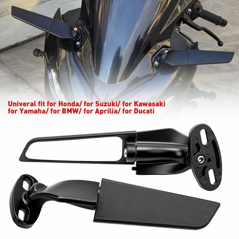 

1pair CNC Aluminum Alloy Locomotives Wind Wing Rotating Rearview Mirror Motorcycle Mirrors for Ducati BMW Kawasaki Yamaha Suzuki