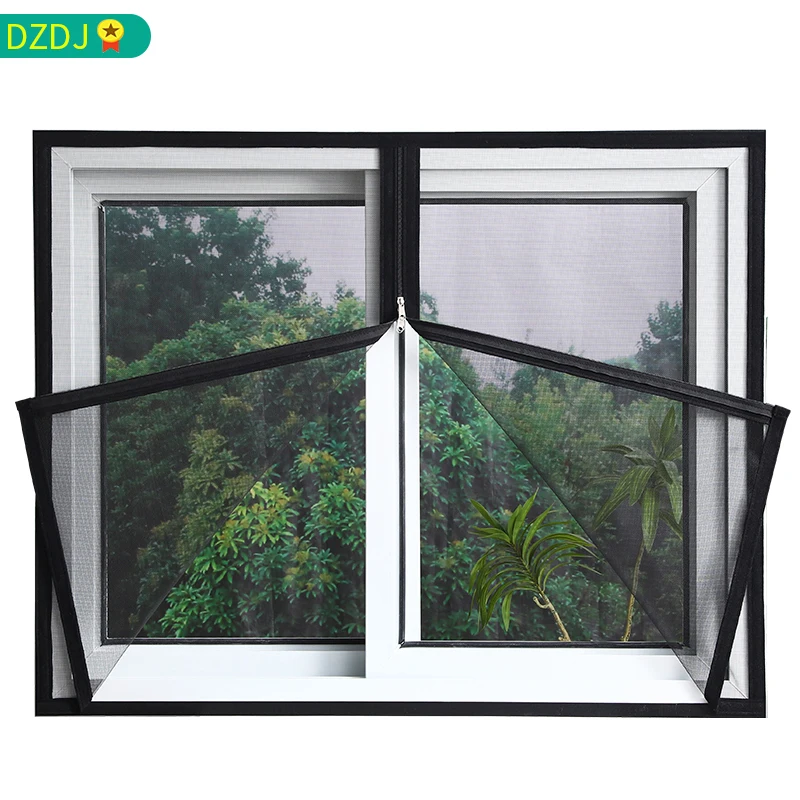 Black, Customized size，Window mesh with zipper Self-adhesive zipper,mosquito nets for windows anti mosquito window door curtain