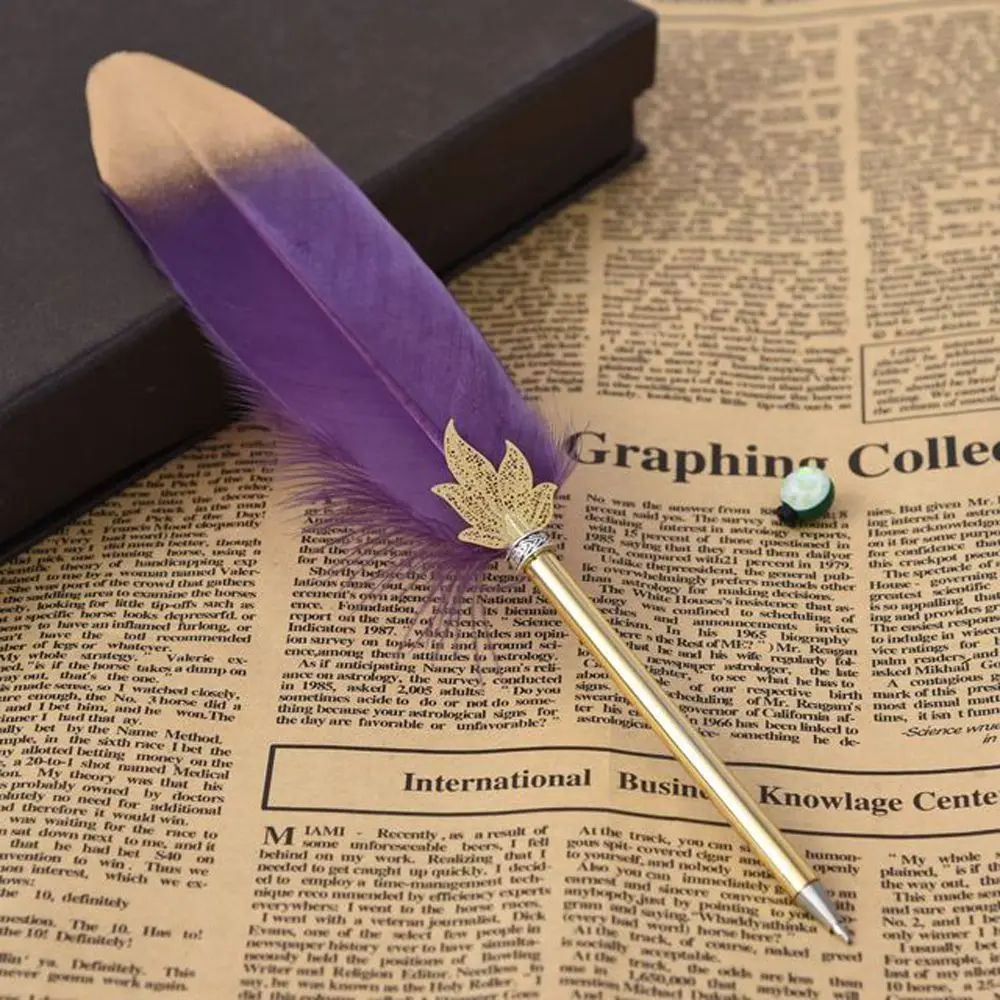 Business Creative Student Stationery Feather Ballpoint Gift Feather Decor 0.5mm Ballpoint Pen Writing Pen