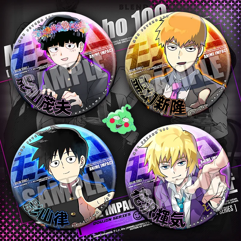 Anime Mobu Saiko Hyaku Mob Psycho 100 Reigen Arataka Kageyama Shigeo Hanazawa Teruki Cosplay Badge Decoration Brooch Halloween