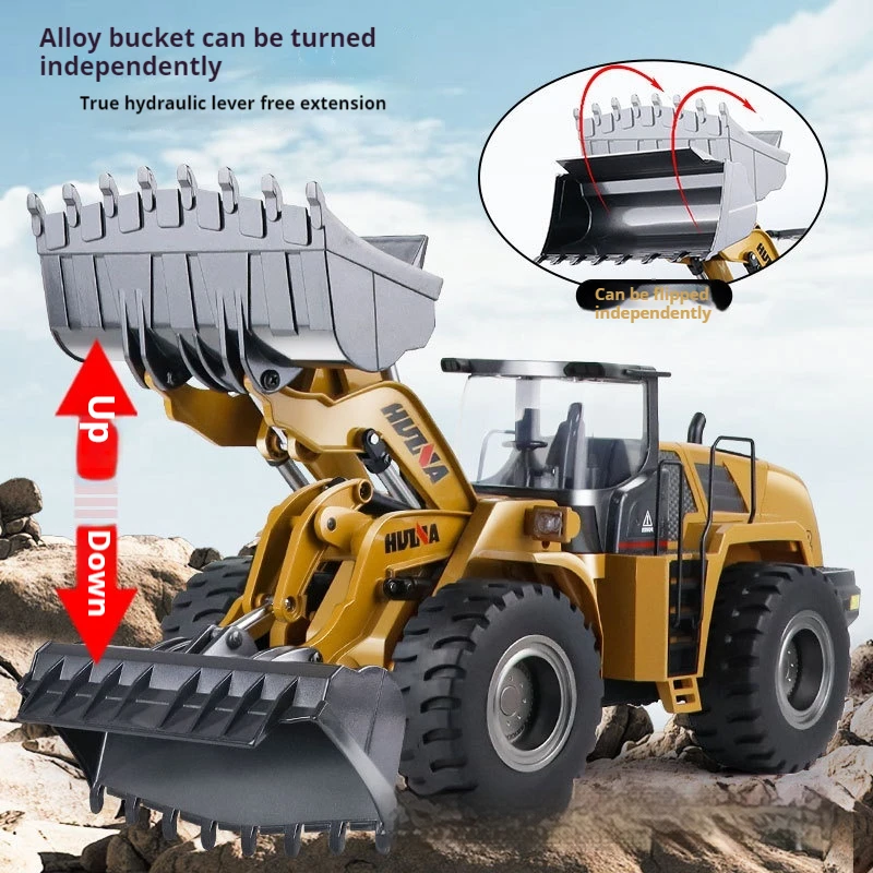 Huina Rc Toys 1/14 Scale 583 Large Remote Control Loading Car Electric Alloy Engineering Car Model Toy Screw Screw Dozer Kid Toy