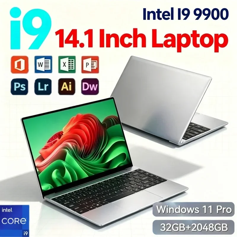Hot Selling 14.1'' Portable Laptop Computer Intel Core i9 9900 Windows 11 System 32GB RAM 2TB SSD Slim Notebook For Home Use