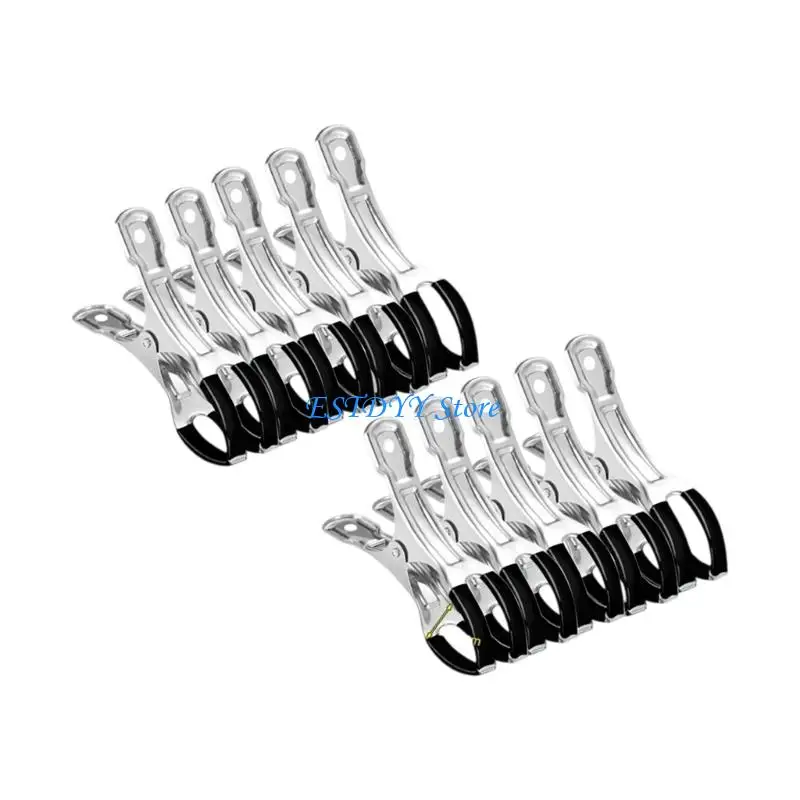 G6de 10pcs شماعات الصلب المقاوم للصدأ المشابك الزنبركية أغطية حمام سباحة كبيرة المشابك مسابح شاقة في سباحة مقطع مقاوم للرياح