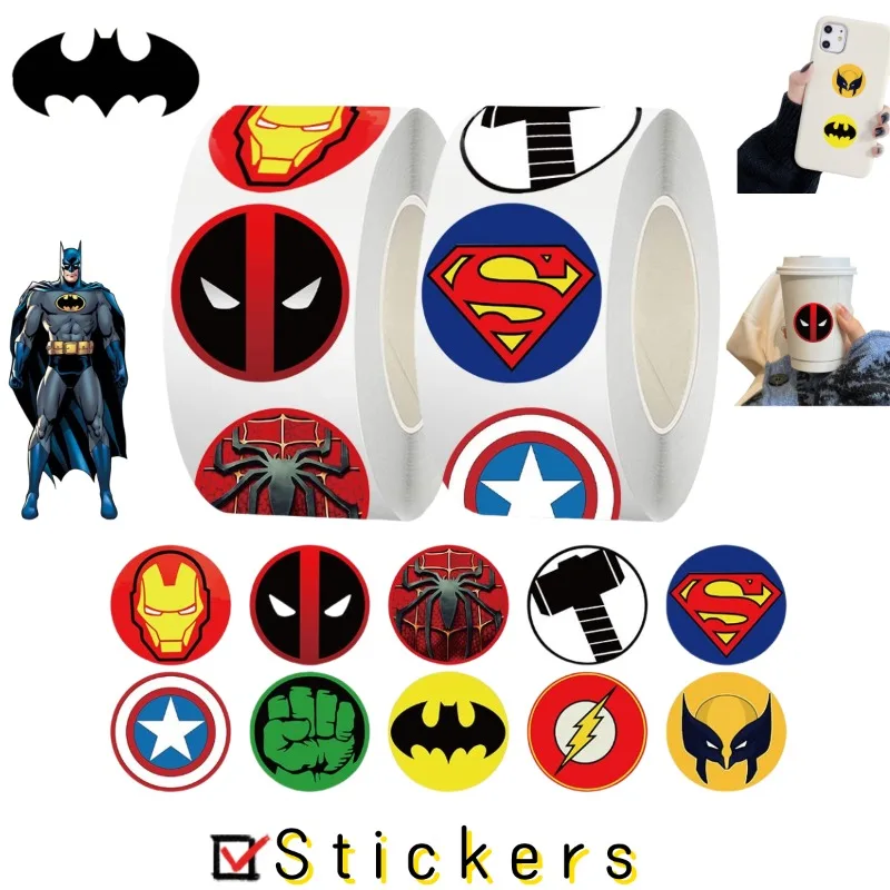 

BeastKingdom Бэтмен Человек-Паук Железный Человек мультфильм милые рулонные наклейки для студентов, мобильных телефонов и тетрадей, креативные наклейки «сделай сам»