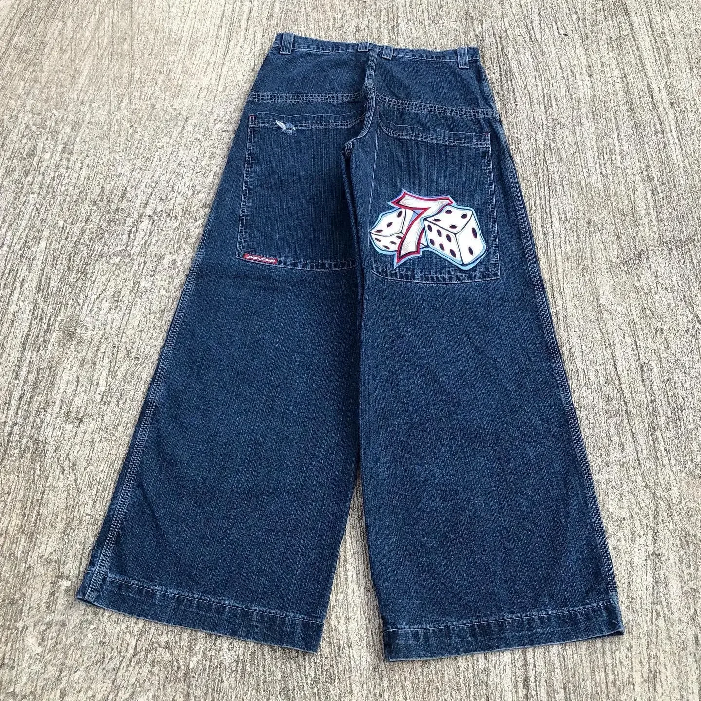 JNCO-Calça jeans de perna larga hip hop masculina, bordada Y2K Eagle, calça jeans casual retrô, calça larga de cintura alta, harajuku, novo