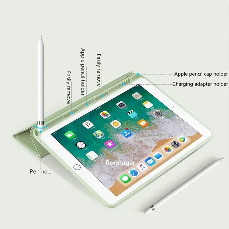 مع فتحة قلم رصاص حافظة لجهاز IPad A16 11th 2025 2024 Air11/13 M3 Pro11 M2 M4 10th 7 8 9th 5/6th Air5/4 غطاء سيليكون سائل