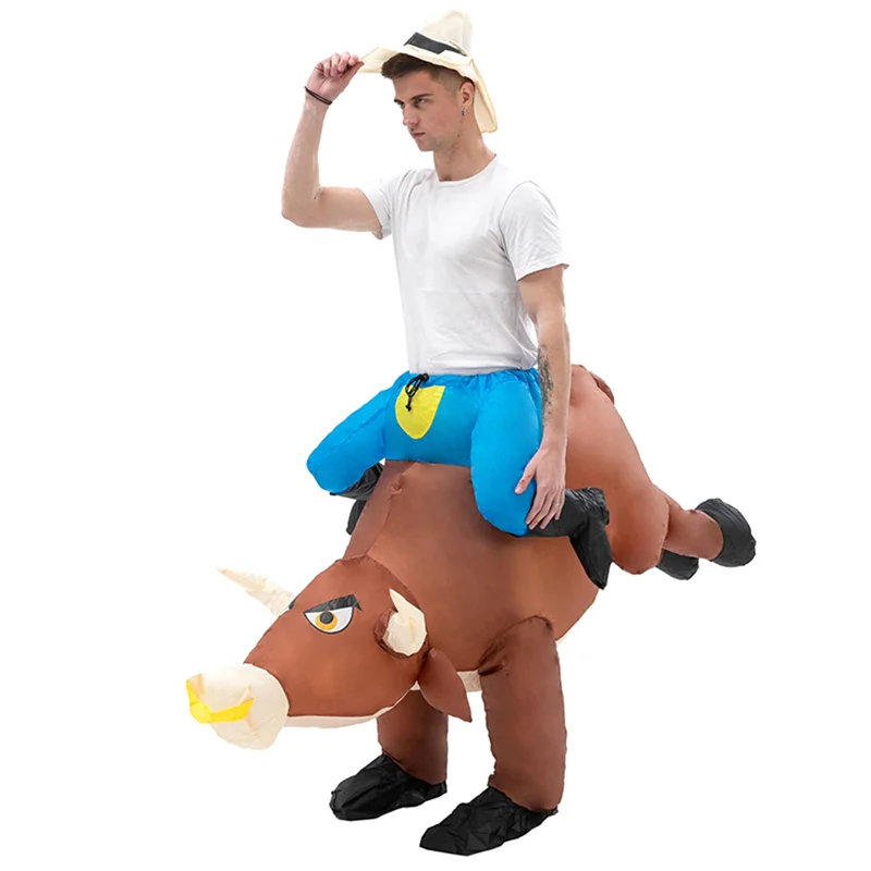 

Adult Inflatable Bull Costume Ride on Cow OX Suit Blow Up Clothing for Halloween Cosplay Dress Funny Fancy Mascot