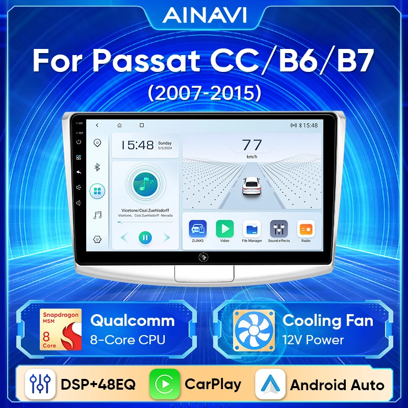

Ainavi Car Radio For VW Volkswagen Passat B7 B6 CC 2007-2015 Multimedia Player Carplay Android Auto Stereo Android13 No 2din DVD