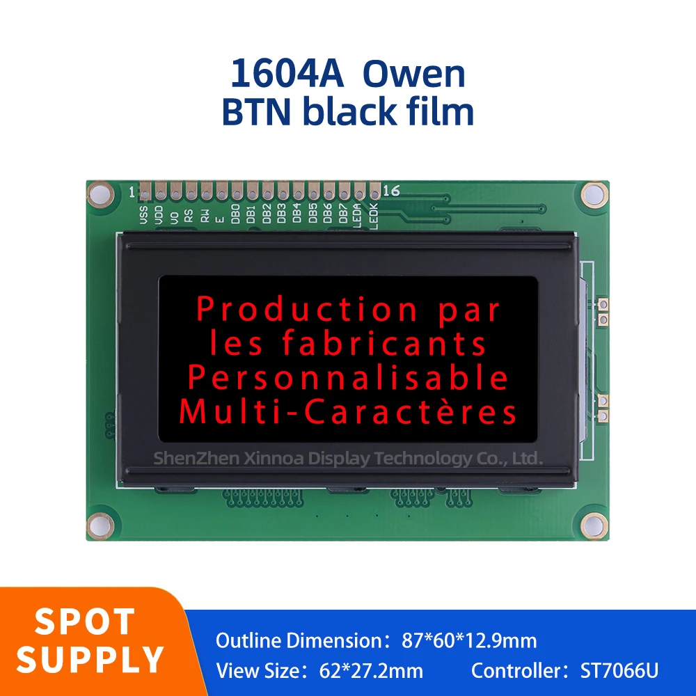 Multi Language LCD Module 1604A LCD European Character Dot Matrix Screen 16 * 04 BTN Black Film Red Voltage 3.3V