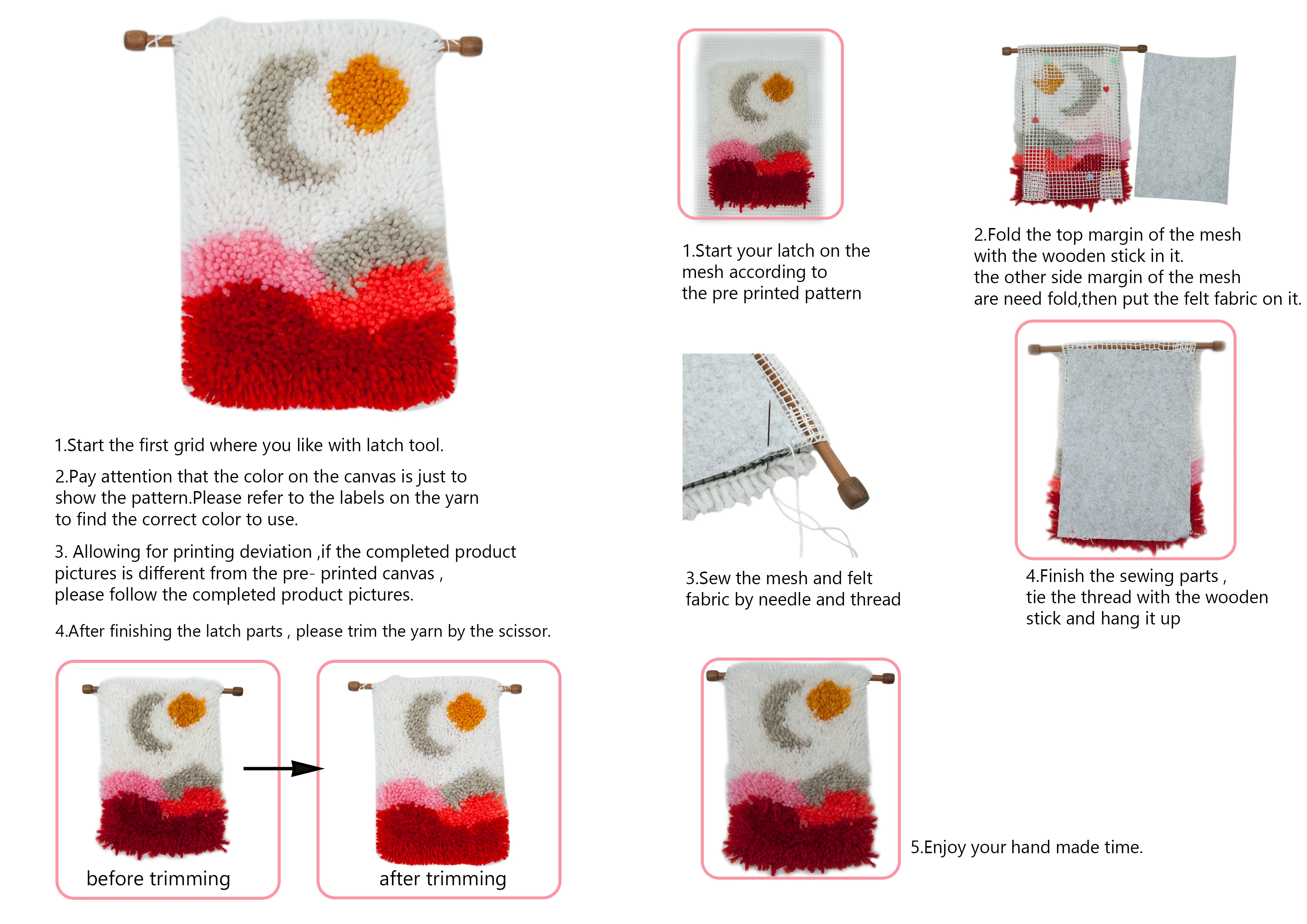 Scenery Series Latch Hook Kit Wall Hanging Tapestry DIY Kits With Pattern For Adult And Children Handmaking Crafts