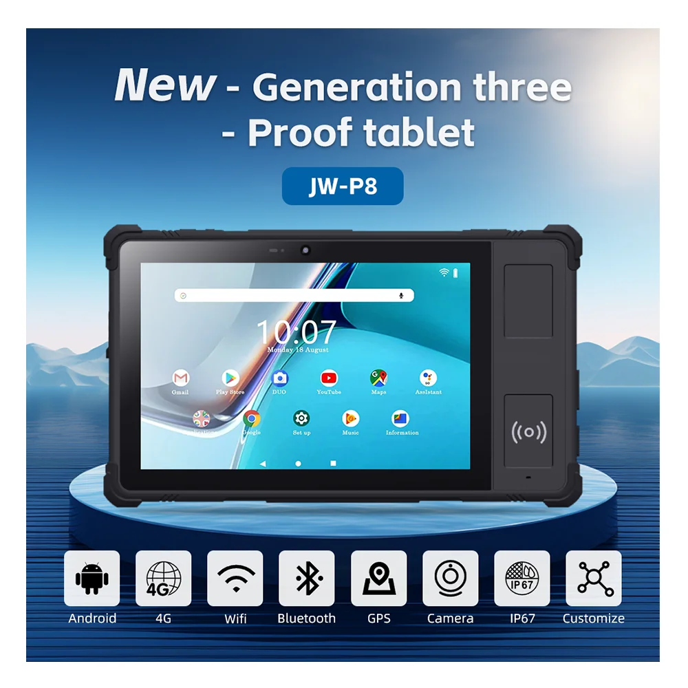 Displiex JW-P8S كمبيوتر لوحي صناعي 8 بوصة HD 500 Nits عرض أندرويد 15 5500 مللي أمبير بطارية متينة IP68 4G شبكة MTK ثماني النواة #6
