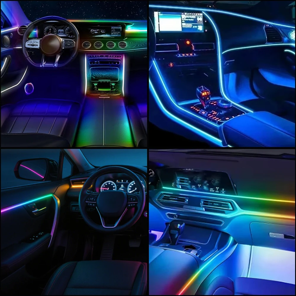 LED-Symphonie-Streamer Auto-Ambientebeleuchtung 213 64-Farben Bluetooth Regenbogen Innenraum Acryl-Streifen 6/10/18in1 RGB Atmosphären-Lampen-Set – Detail 5