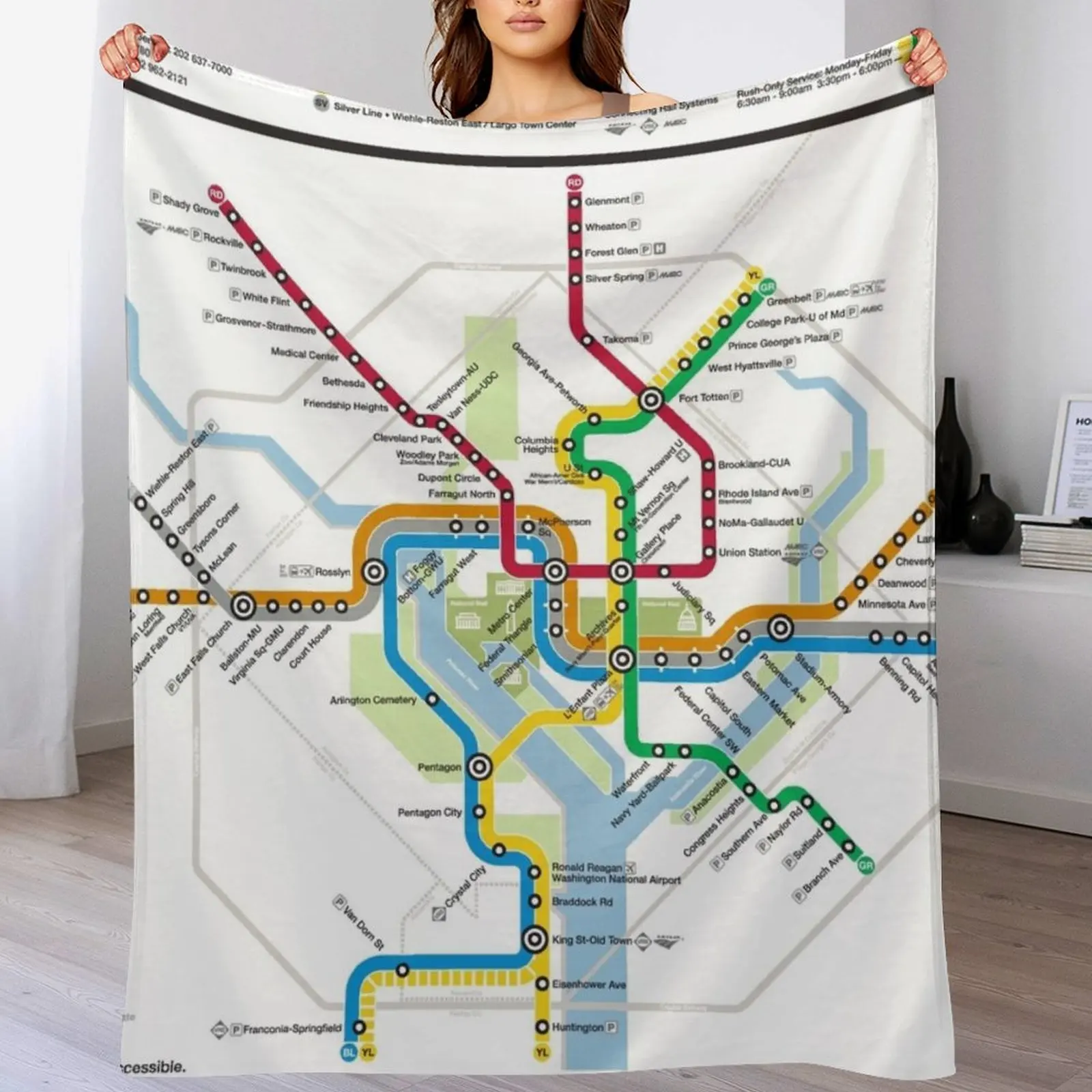 WMATA Metro Map Throw Blanket