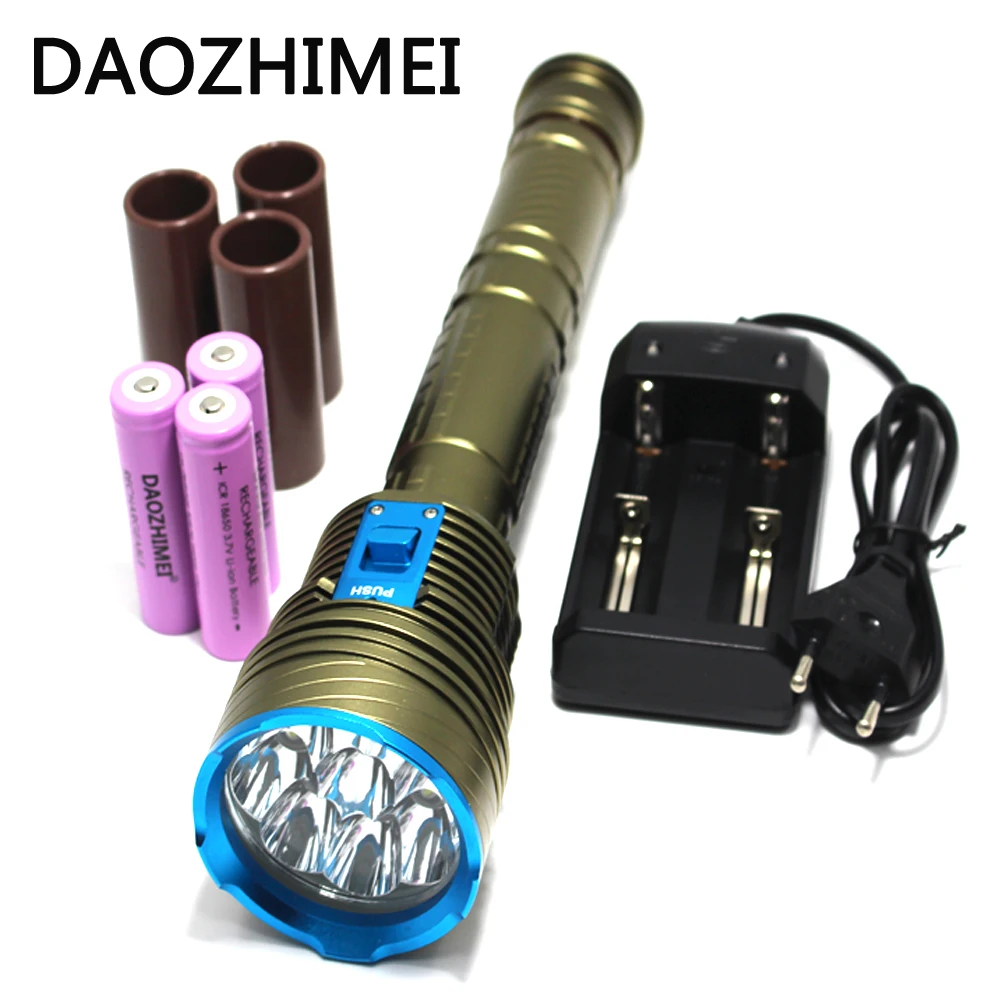 High Power 9x L2 Underwater Lantern Scuba Diving Flashlight 8000LM Tactical Spearfishing Torch 26650 Battery