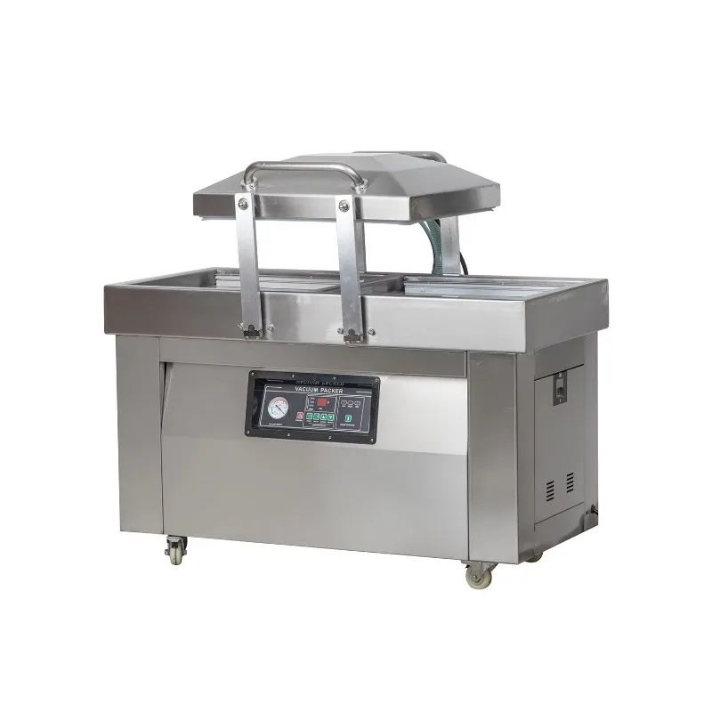 WANHE DZ-400 Commercial Electric Vacuum Sealing Packing Machine for Cloth Pork Double Chamber Pouch Film for Commodity Paper