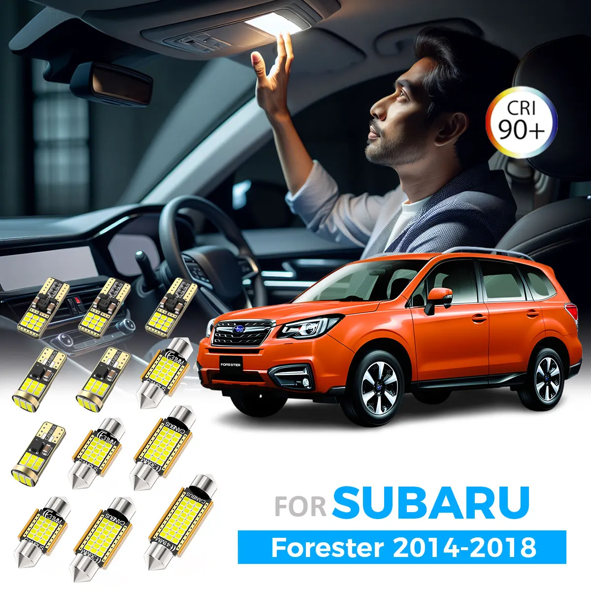 

AENVTOL 10Pcs For Subaru Forester SJ 2014 2015 2016 2017 2018 Car LED Bulb Interior Indoor Light Trunk Plate Lamp Accessories