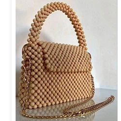 Customized Beaded Bag 2024 New Women's Ins Simple Casual Solid Color Flip Chain Crossbody Bags Versatile Handbags for Woman