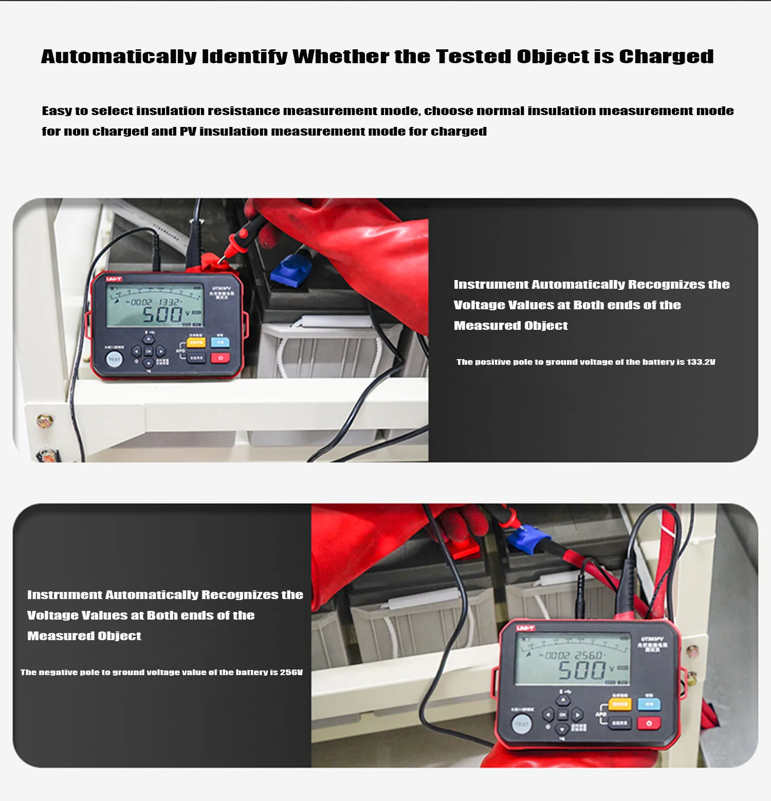 Testeur de résistance d'isolation UNI-T UT503PV 1.51MΩ-4000MΩ, mégohm numérique, mesure de tension pas à pas, fonction de comparaison.