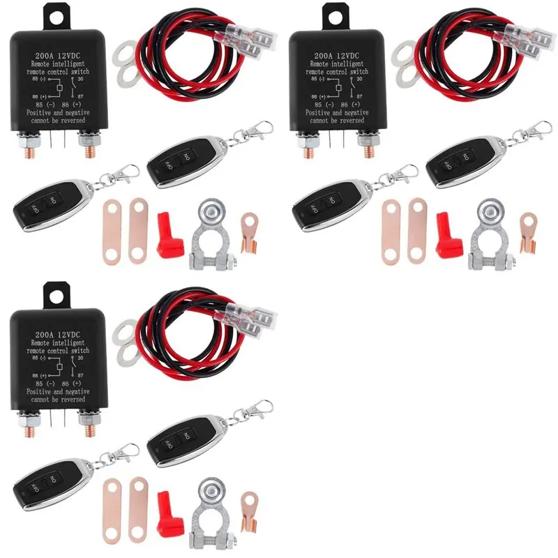 ABJN-3X 12V 200A Battery Switch Relay Remote Control Battery Disconnect Cut Off Isolator Switch Switch