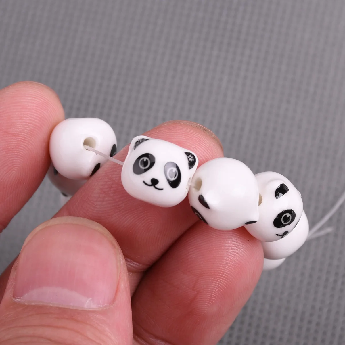 10 Stück Panda Kopf 11 mm handgemachte Keramik Porzellan lose Perlen für Schmuckherstellung DIY Armband Erkenntnisse