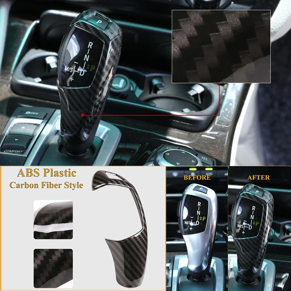 Car Carbon Fiber Moulding Shift Gear Knob Cover For BMW E60 (2008-2010) E70 E71 (2008-2013) X5 X6 Auto Interior Accessories