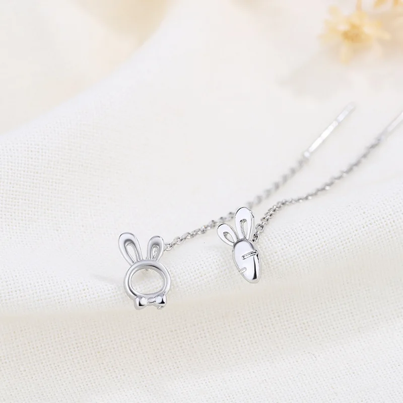 New Cute Hollow Cat Drop Earrings For Women Cat Paw Asymmetry Tassel Long Earline Korean Fashion Silver Color Ear Jewelry