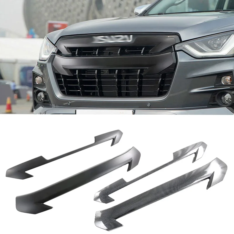 

For Isuzu D-MAX DMAX 2021 2022 Carbon Fiber Upper Grille Racing Bumper Grill Inserts Cover Trim Car Styling Exterior Accessories