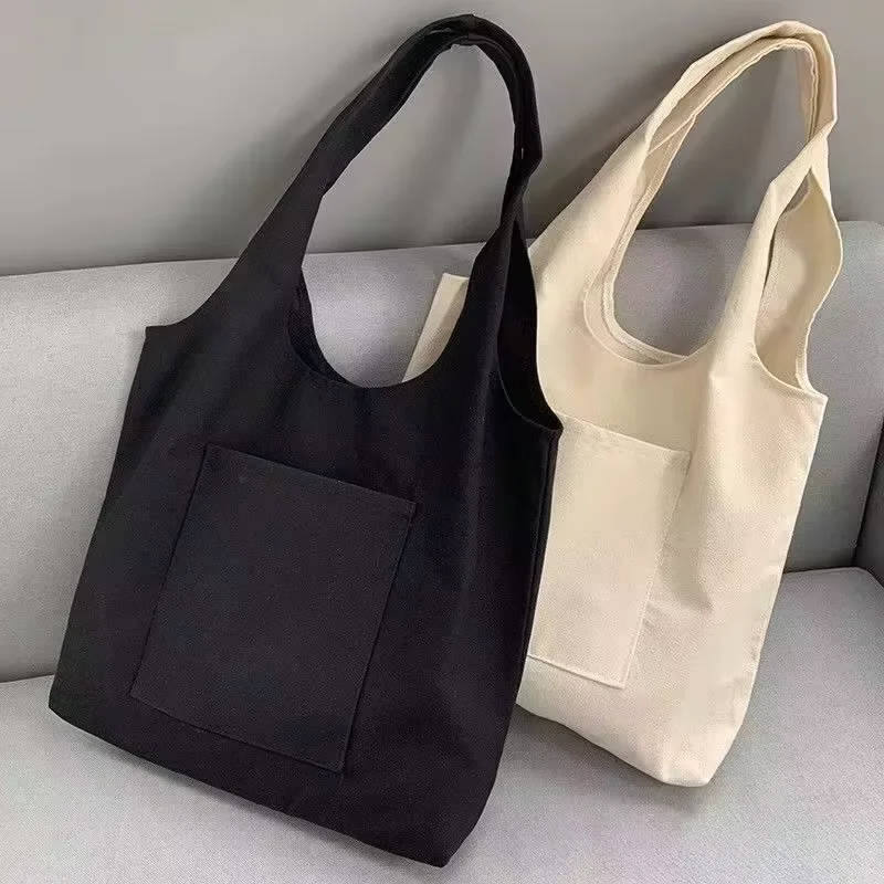 Sac en toile réutilisable pour femmes et filles, sacs à main shopper, sac d'école, fourre-tout de stockage environnemental, cuillère à soupe, initié décontracté, nouveau