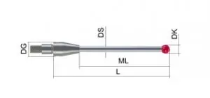 Renishaw tungsten carbide stem M3 Ruby ball styli with 20mm-30mm EWL 12.5mm range A-5003-0054