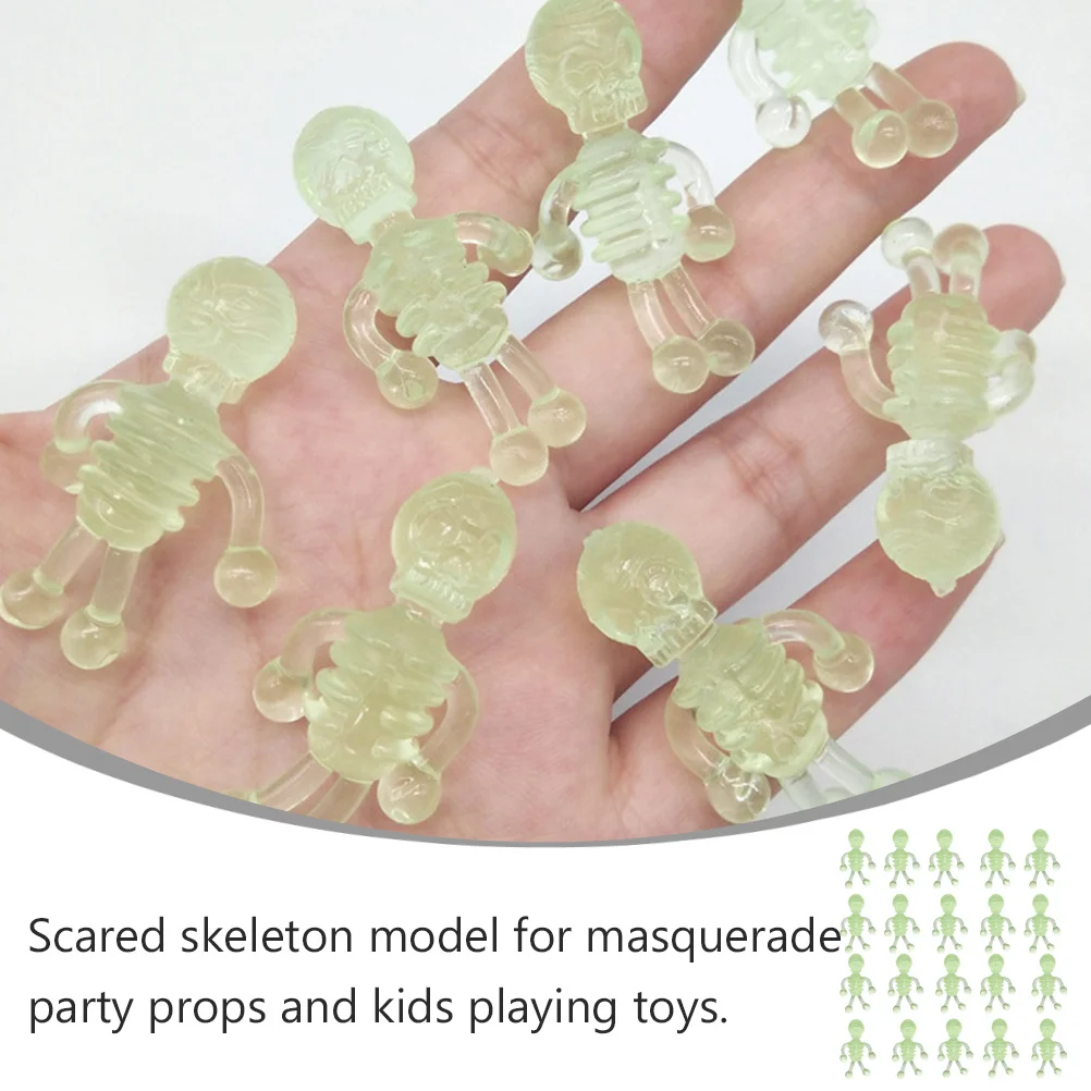 20 pçs luminoso pequeno crânio tpr extensível brilho no escuro festa favores decoração de halloween brincadeira eventos assustadores novidade engraçado