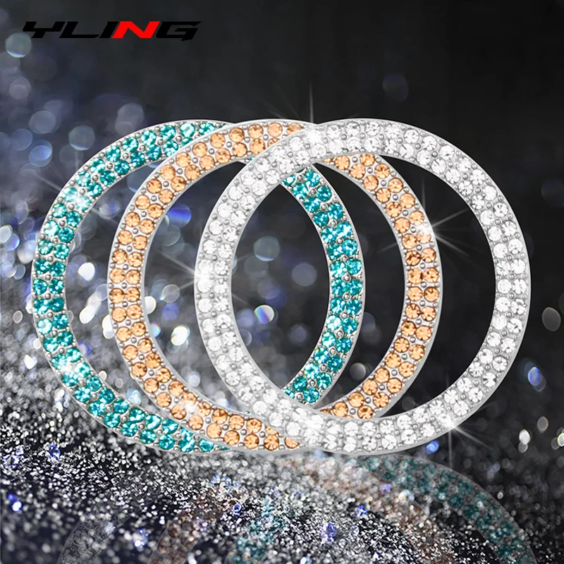 Decoration Ring Diamond Rhinestone Car Decor One Click Start Button Engine Start Stop Switch Button Cover