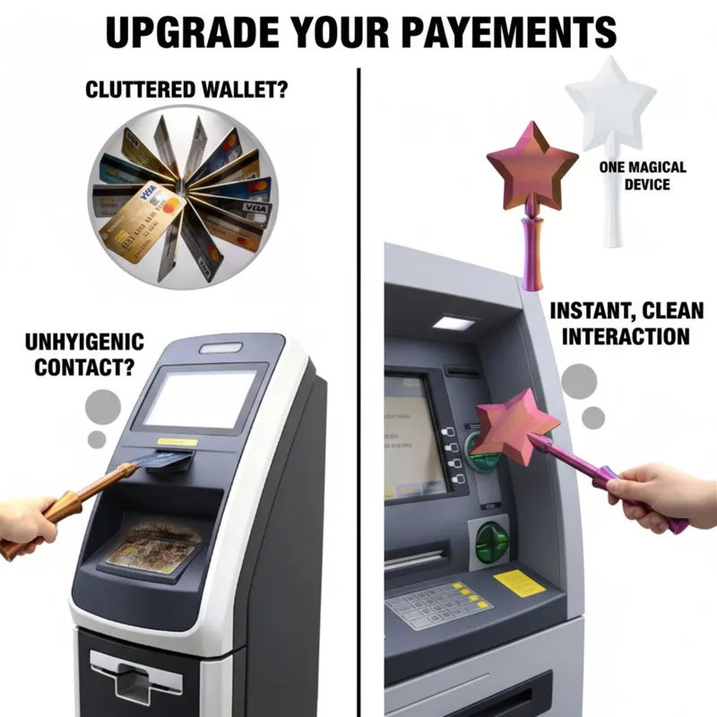 

NFC 3D Pay Wallet Printed Magic Wand Tap To Starlight Contactless Payment Card Holder Clip Creative Novelty Accessory Gift New