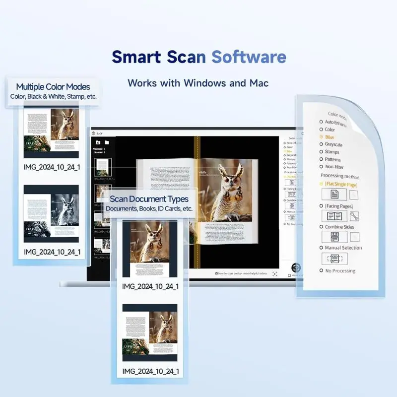 ماسح مستندات محمول ذكي للغاية من CZUR Shine، ماسح ضوئي رفيع للكتب مع كاميرا مستندات USB OCR لحجم التقاط سطح المكتب/الكمبيوتر المحمول #3