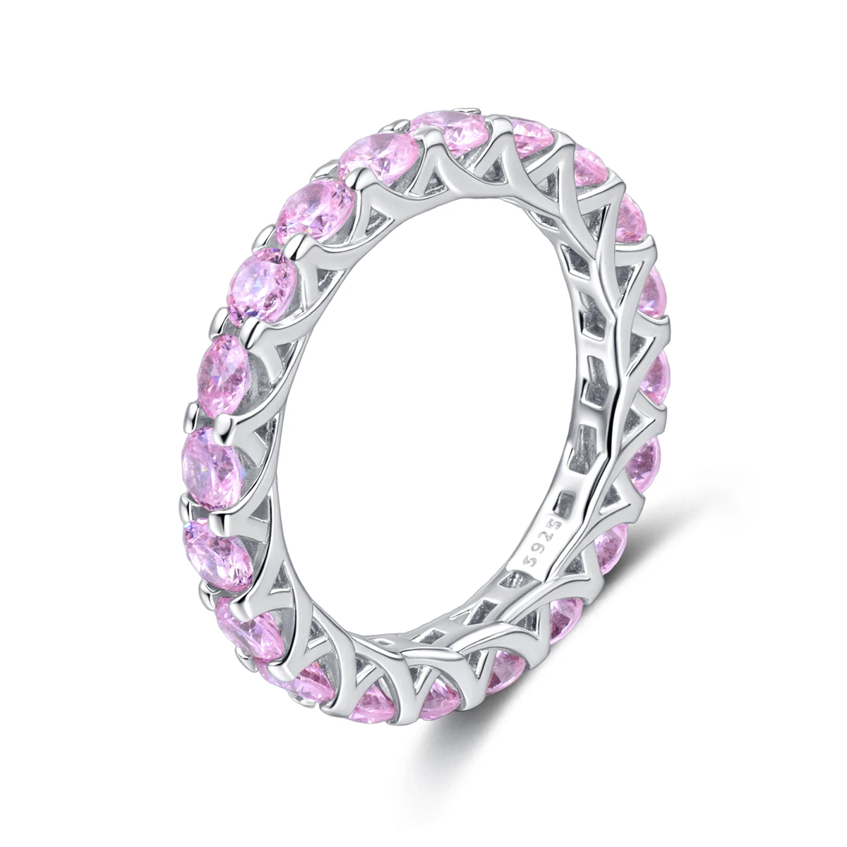 

PANQDIY 925 Sterling Silver Pink Zircon Ring Romantic and Exquisite Eternity Ring Suitable for Giving Jewelry Gifts To Women