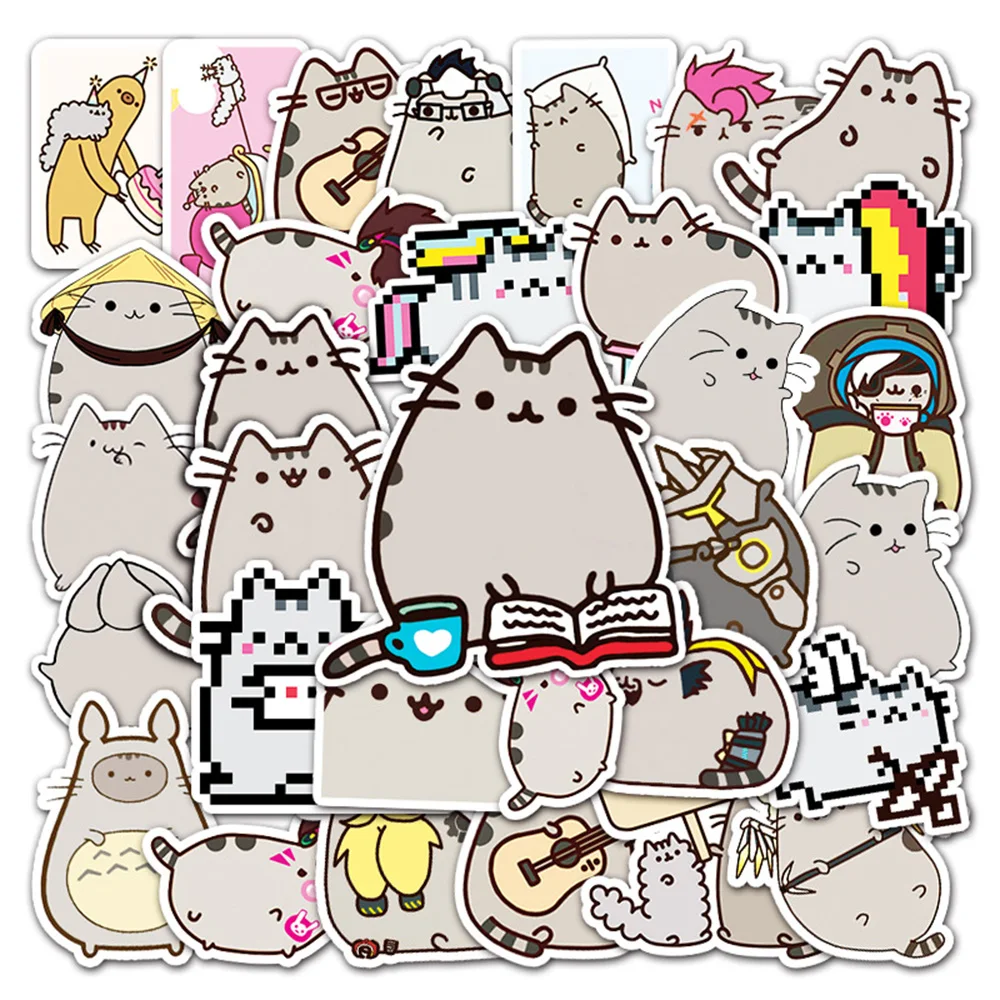 10/30/50PCS Cute Kawaii Chunky Cat Stickers Pack Decal Stationery Scrapbook Notebook Phone Diary Graffiti Children\'s Sticker Toy