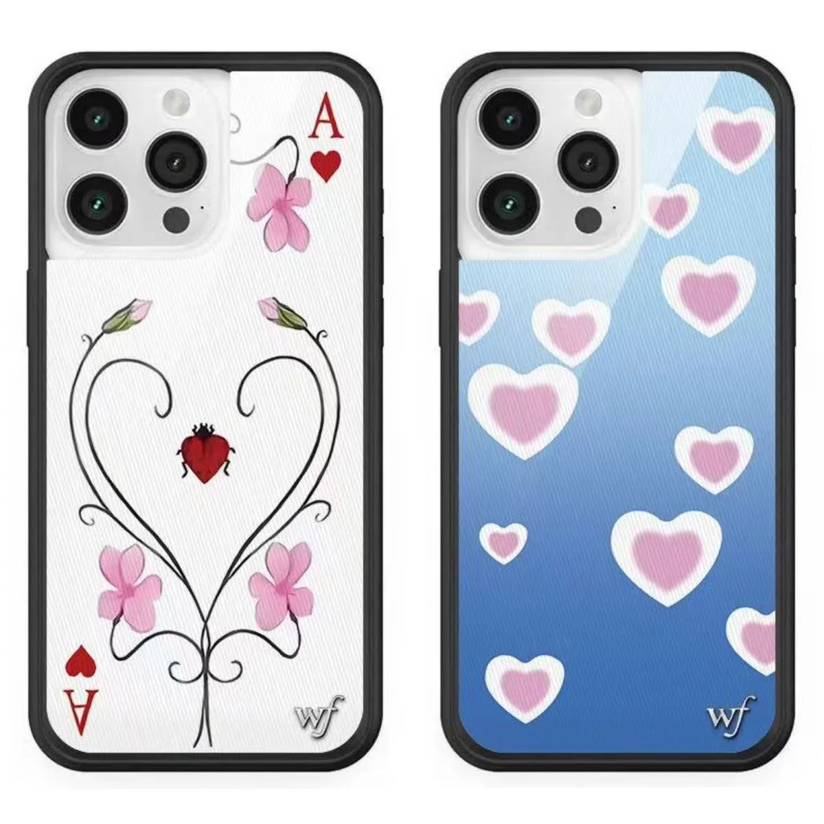 Wildflower 3D Dreamy Hearts Lila Moss Phone Case for iPhone 16 15 14 13 12 Pro Max Plus Poker A Flower WF Soft Edged Back Cover