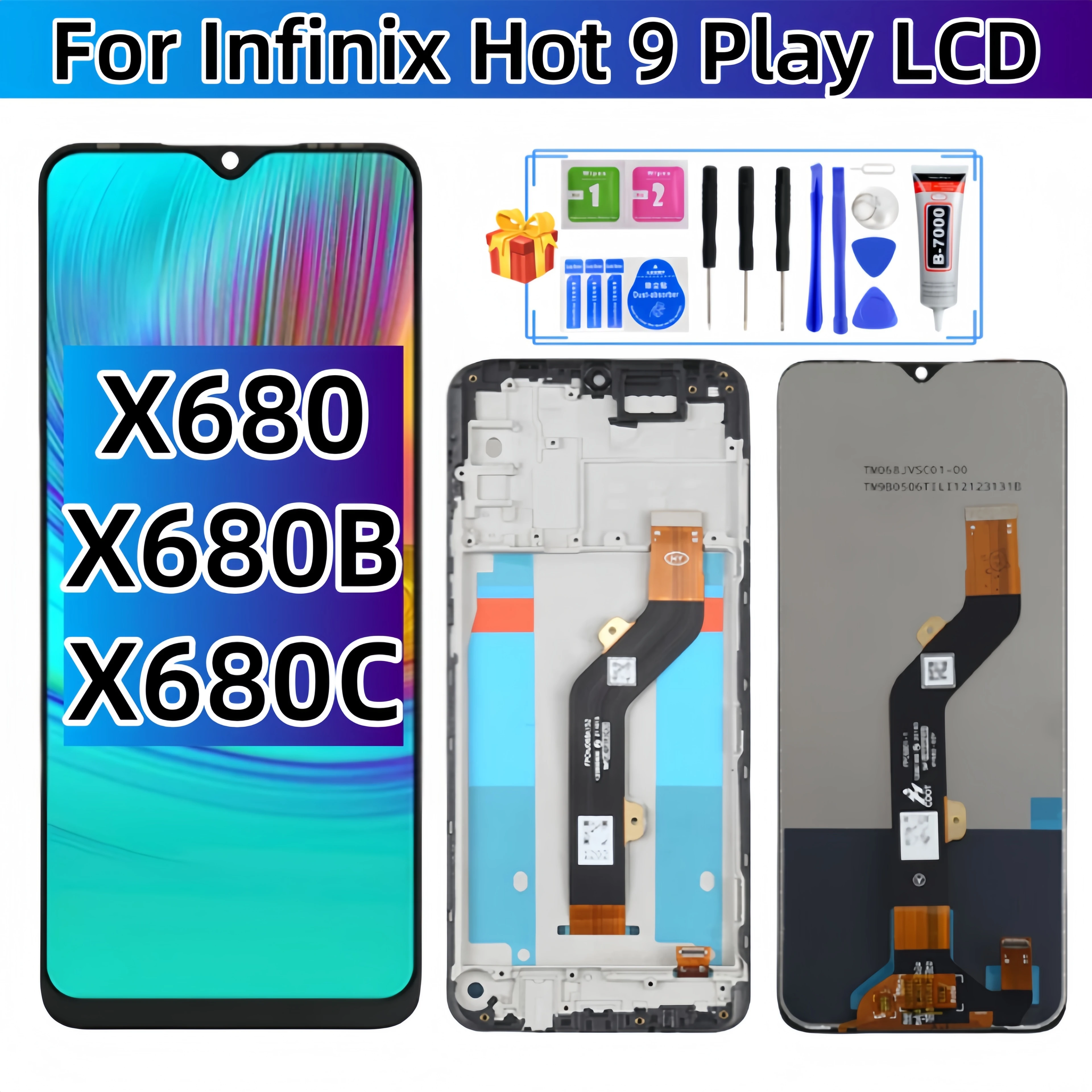 

Для Infinix Hot 9, Play X680 X680B X680C ЖК-дисплей, сенсорный экран в сборе, запасные части для ЖК-дисплея