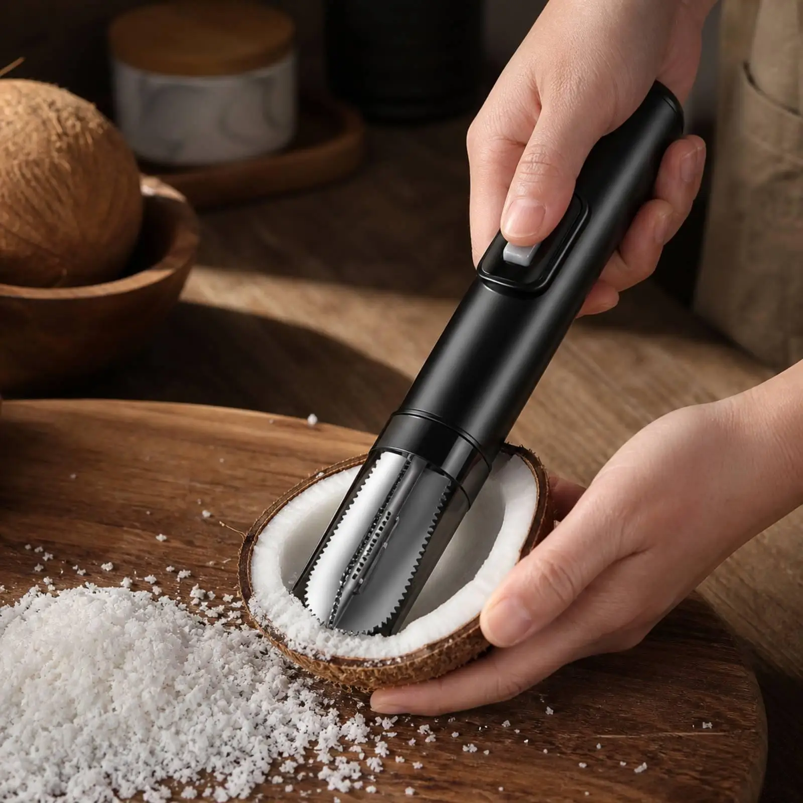 Kitchen Electric Coconut Shredder Tool with 304 Stainless Steel Blade Detachable Head for Fresh Coconut Milk Press and Recipes