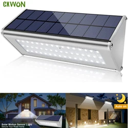 Solar 48LED Light Outdoor WaterProof Aluminum Radar Motion Sensor 1100LM Lighting Lamp for Wall Security Yard Patio Fence