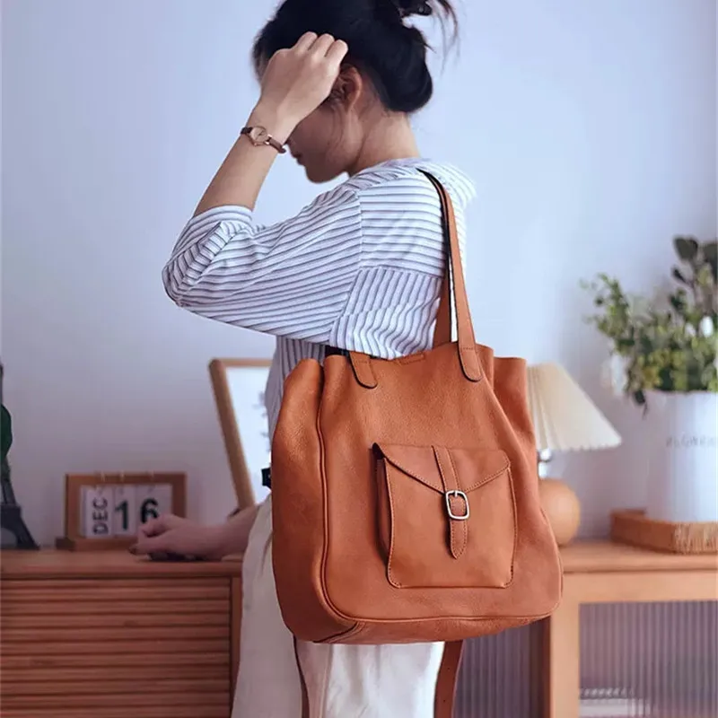 Fashion outdoor designers handmade soft genuine leather women's tote bag large capacity handbag cowhide shopping shoulder bag