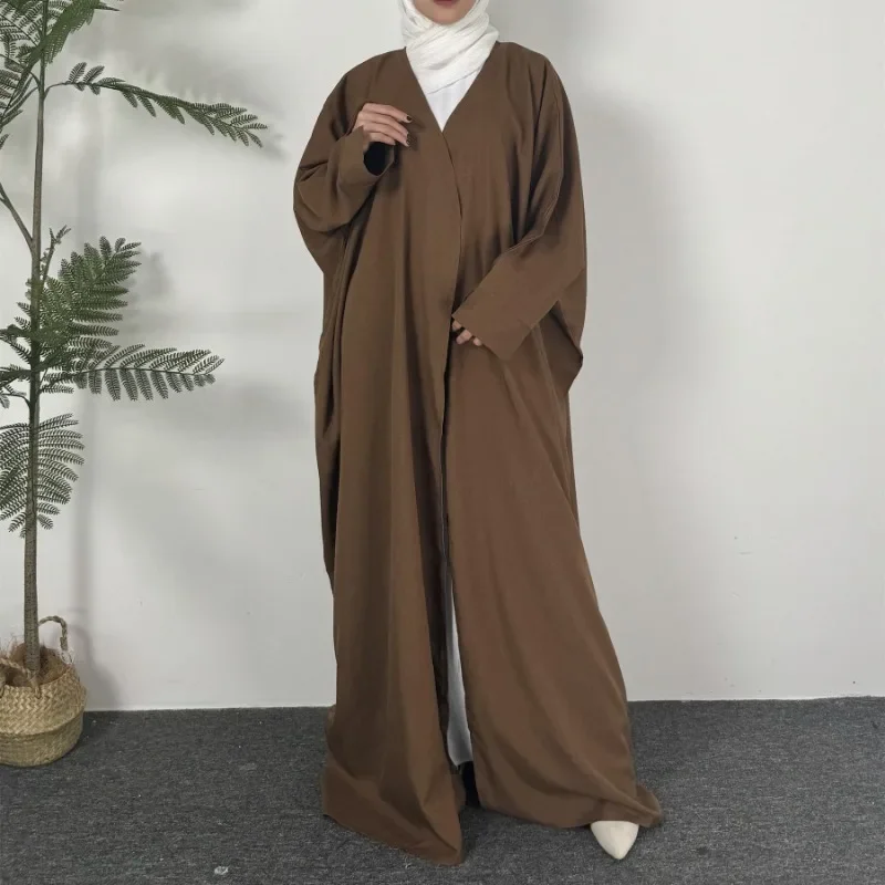 

Open Front Abaya Islamic Clothing Dubai Robe Caftan Kaftan Muslim Abayas Solid Long Sleeve Loose Maxi Length Dress Women Jilbabs