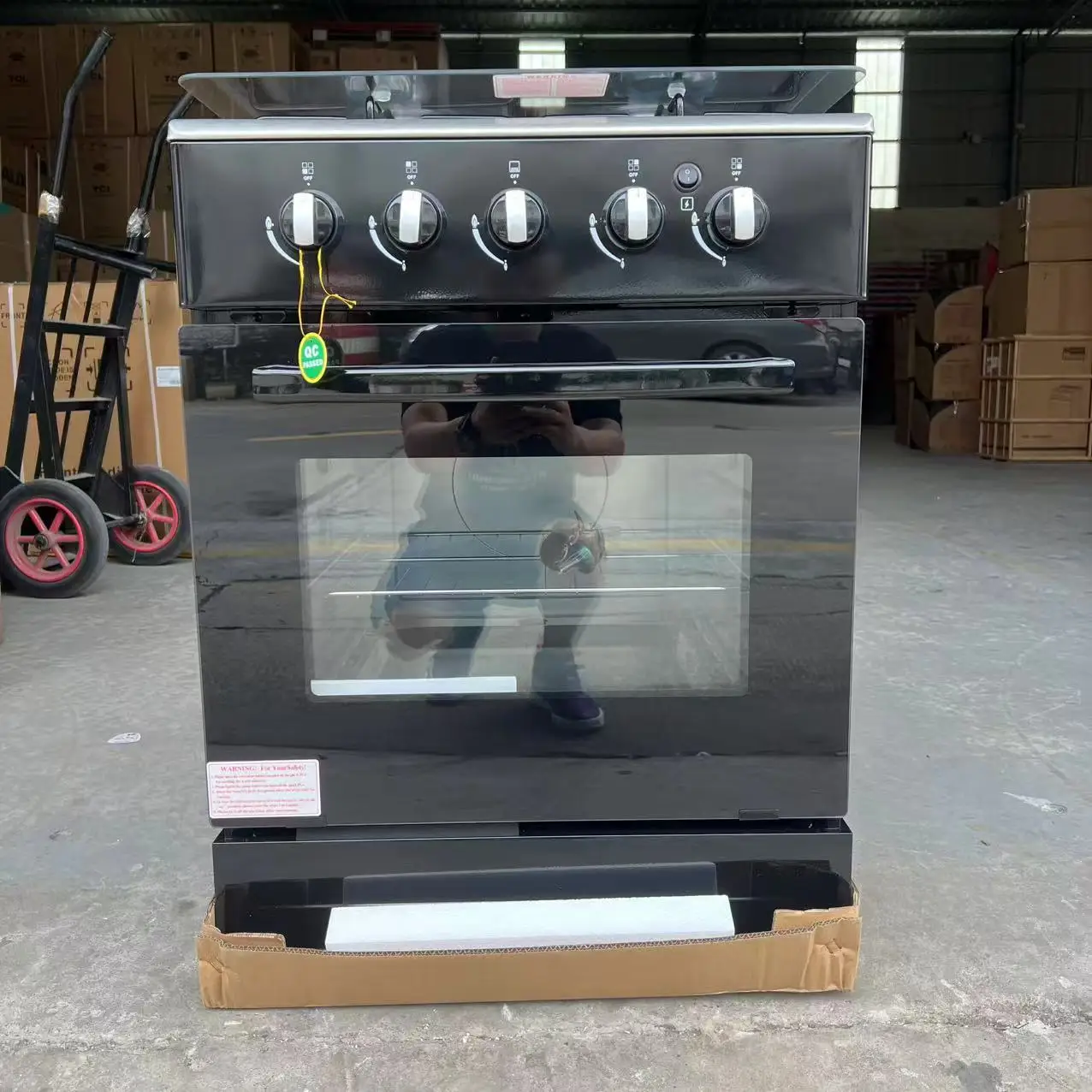 Free Standing Gas Cooker Range 4 Burners Gas Stove 60*60*83cm  Black Stainless Steel Body LPG Oven High Quality 600mm Width