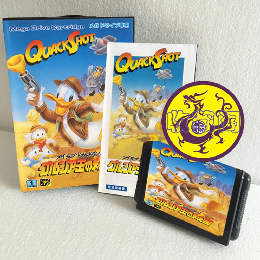 QuackShot مع صندوق وخرطوشة يدوية لنظام MegaDrive Genesis لبطاقة الألعاب Sega MD 16 بت